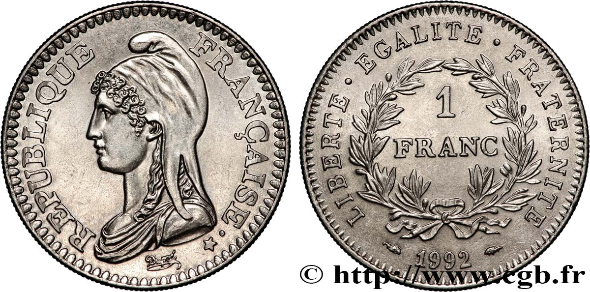 1 franc République 1992  F.229/2 SPL+ 