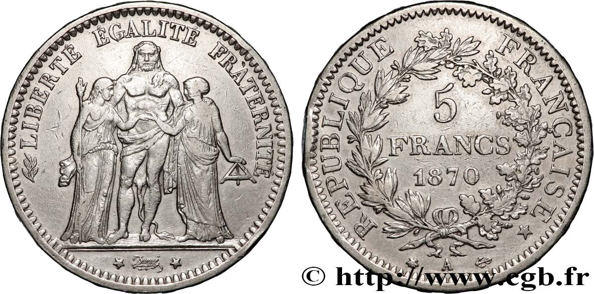 5 francs Hercule 1870 Paris F.334/1 VF 