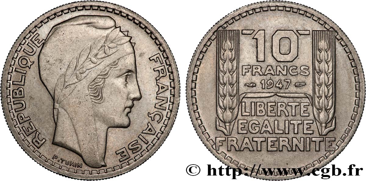 10 francs Turin, grosse tête 1947  F.361A/4 SUP 