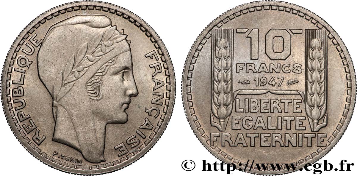 10 francs Turin, grosse tête 1947  F.361A/4 AU 