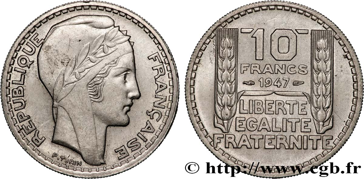 10 francs Turin, grosse tête 1947  F.361A/4 SUP 