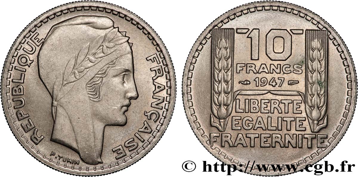 10 francs Turin, grosse tête 1947  F.361A/4 EBC+ 