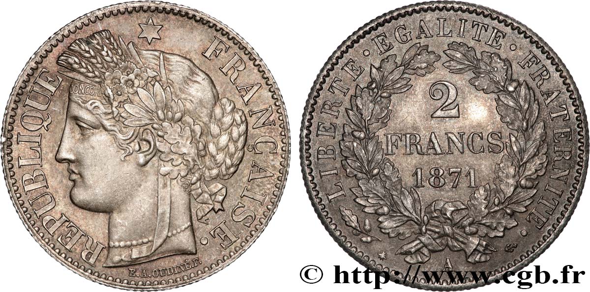 2 francs Cérès, avec légende 1871 Paris F.265/4 SUP60 