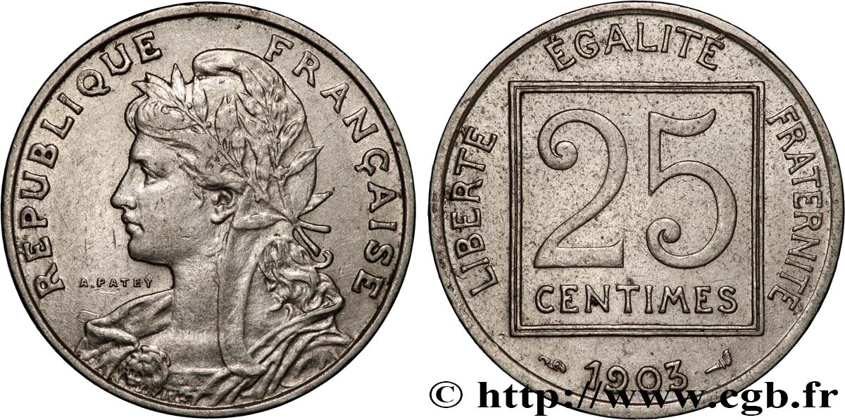 25 centimes Patey, 1er type 1903  F.168/3 BB 