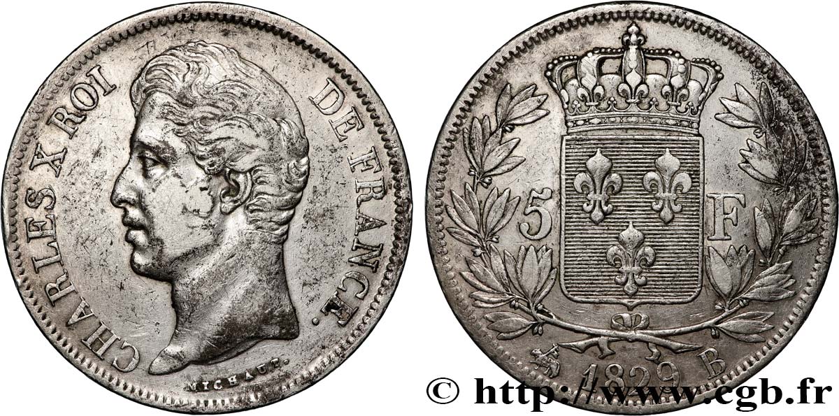 5 francs Charles X, 2e type 1829 Rouen F.311/28 TTB 