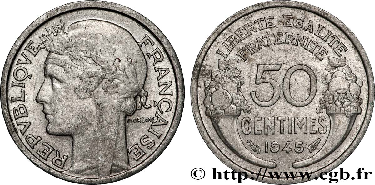 50 centimes Morlon, légère 1945  F.194/5 AU 