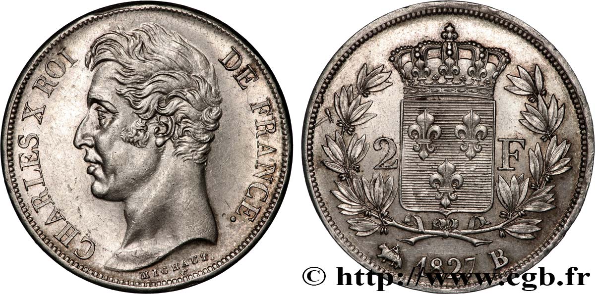 2 francs Charles X 1827 Rouen F.258/25 VZ 