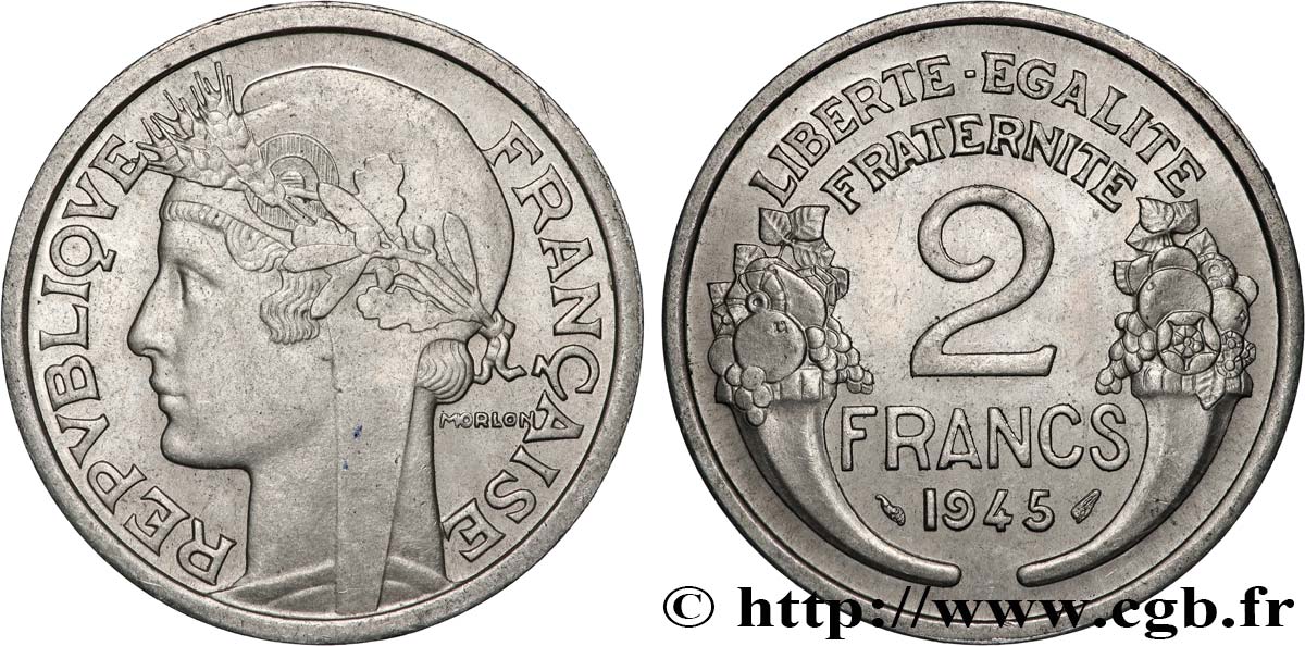 2 francs Morlon, aluminium 1945  F.269/5 AU 