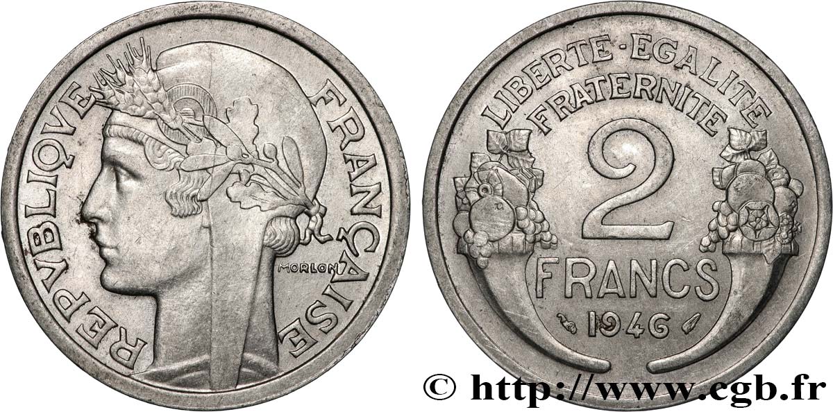 2 francs Morlon, aluminium 1946  F.269/8 TTB+ 