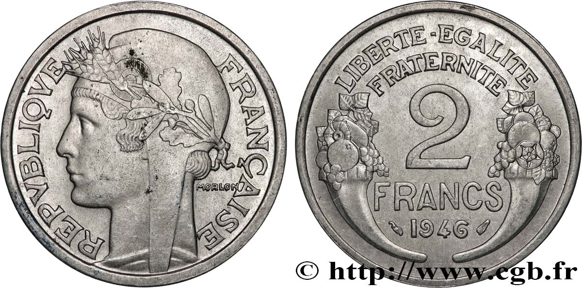 2 francs Morlon, aluminium 1946  F.269/8 SUP 