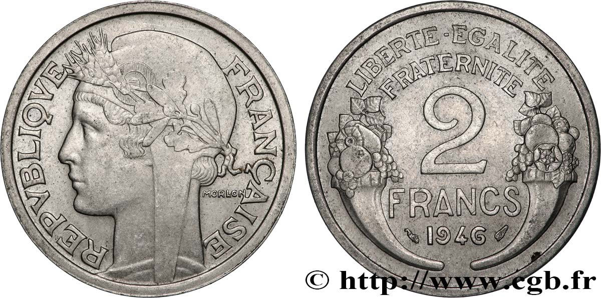 2 francs Morlon, aluminium 1946  F.269/8 SUP 