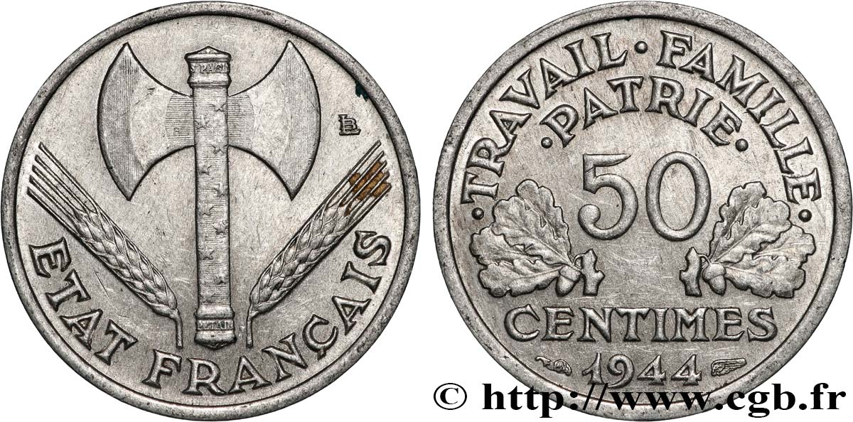 50 centimes Francisque, légère 1944  F.196/4 XF 