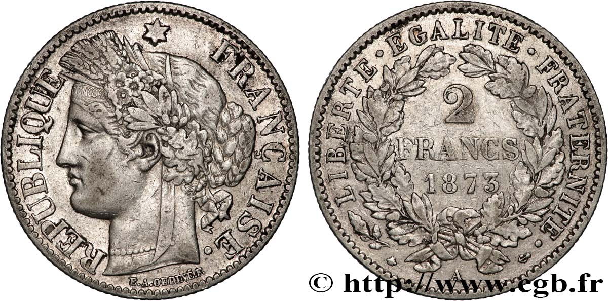 2 francs Cérès, avec légende 1873 Paris F.265/10 TB+ 