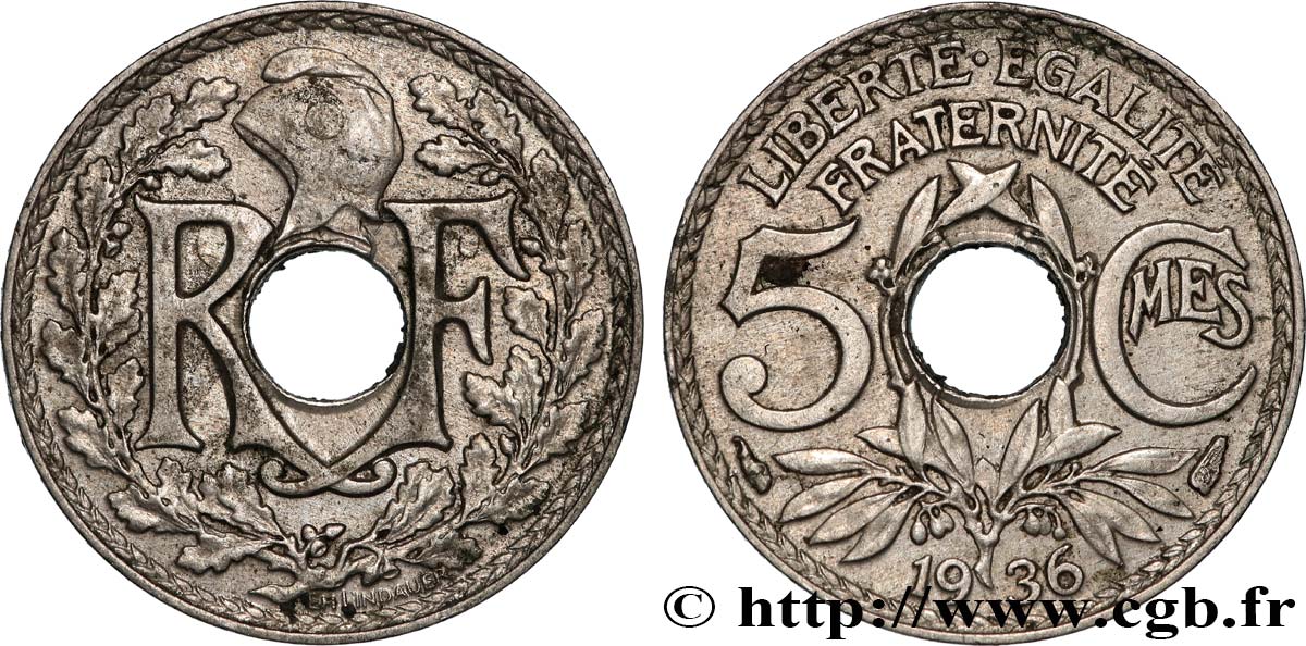 5 centimes Lindauer, petit module 1936  F.122/19 EBC+ 