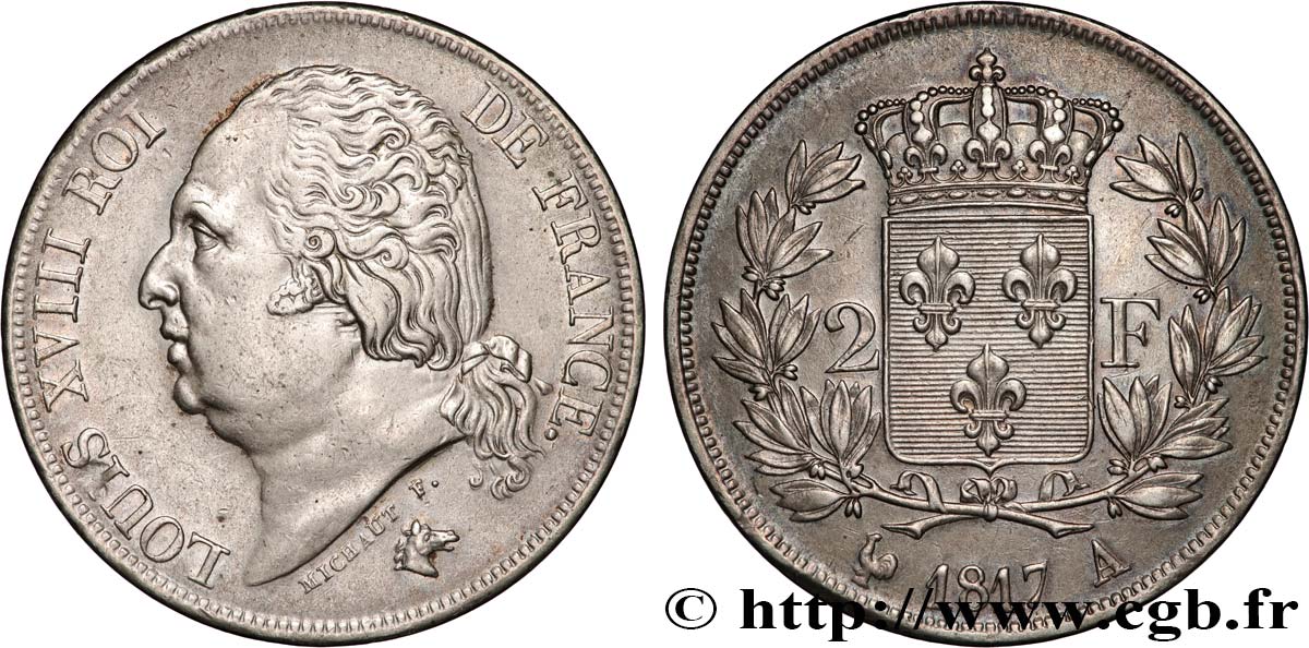 2 francs Louis XVIII 1817 Paris F.257/8 SUP 