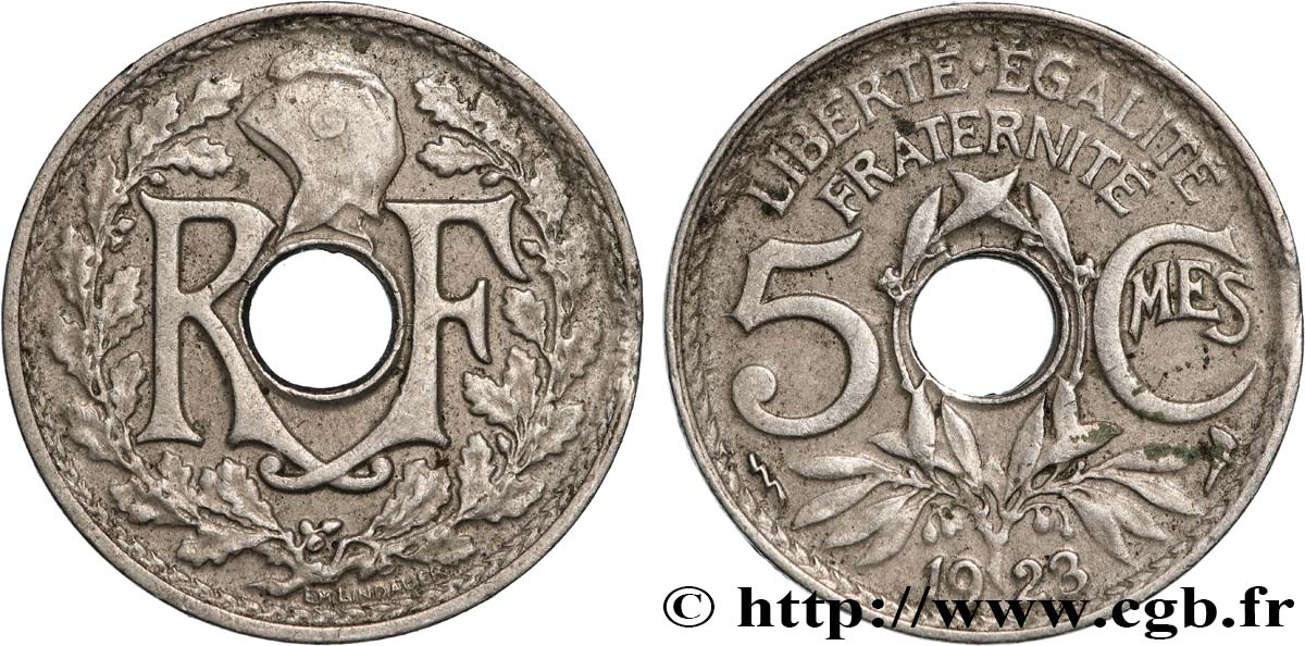 5 centimes Lindauer, petit module 1923 Poissy F.122/7 TTB+ 
