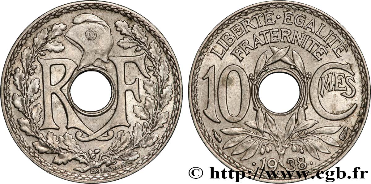 10 centimes Lindauer, maillechort 1938  F.139/2 SUP 