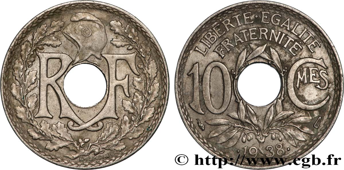 10 centimes Lindauer, maillechort 1938  F.139/2 EBC 