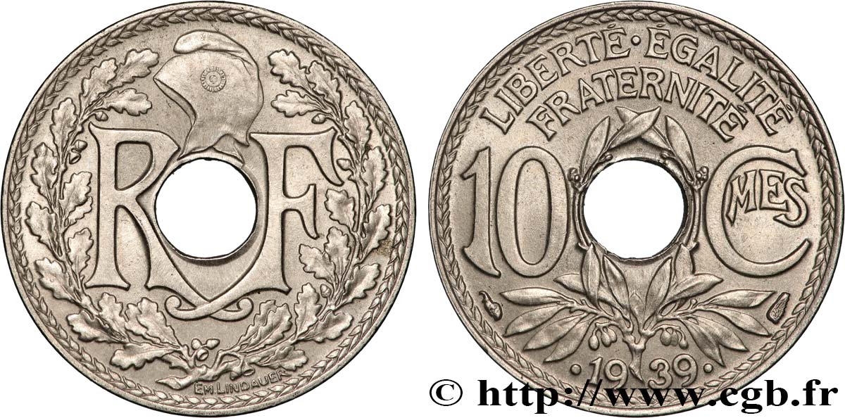 10 centimes Lindauer, maillechort 1939  F.139/3 MS 