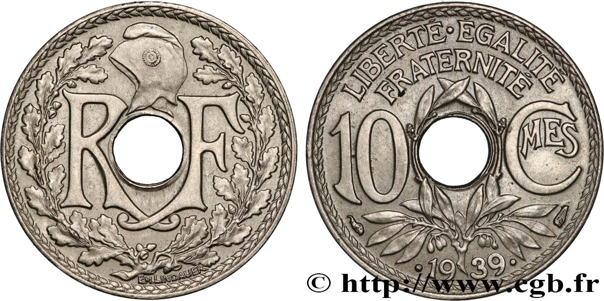 10 centimes Lindauer, maillechort 1939  F.139/3 AU 