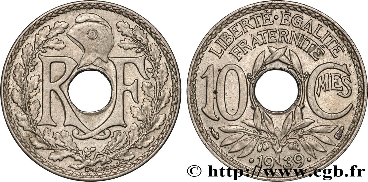 10 centimes Lindauer, maillechort 1939  F.139/3 SUP 