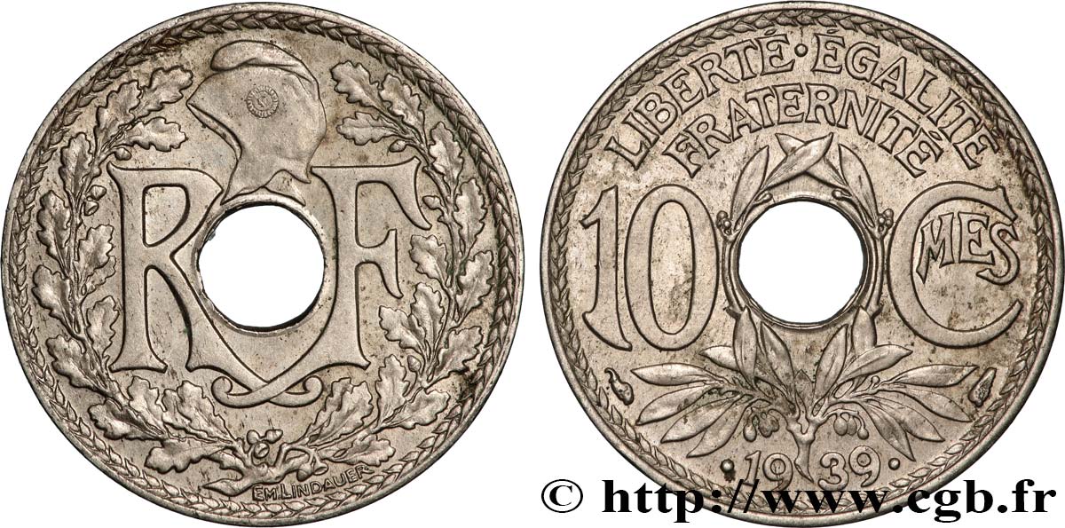 10 centimes Lindauer, maillechort 1939  F.139/3 VZ 