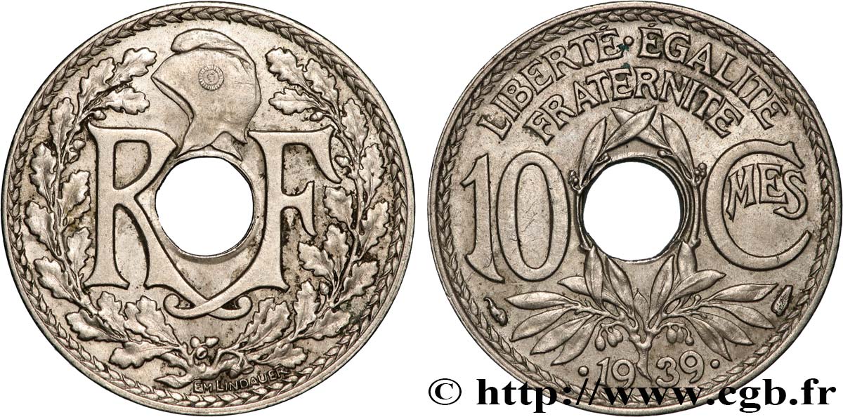 10 centimes Lindauer, maillechort 1939  F.139/3 SPL 