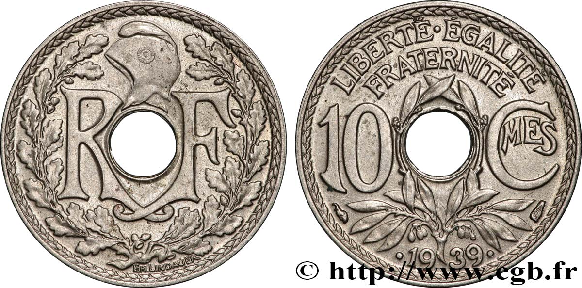 10 centimes Lindauer, maillechort 1939  F.139/3 VZ 