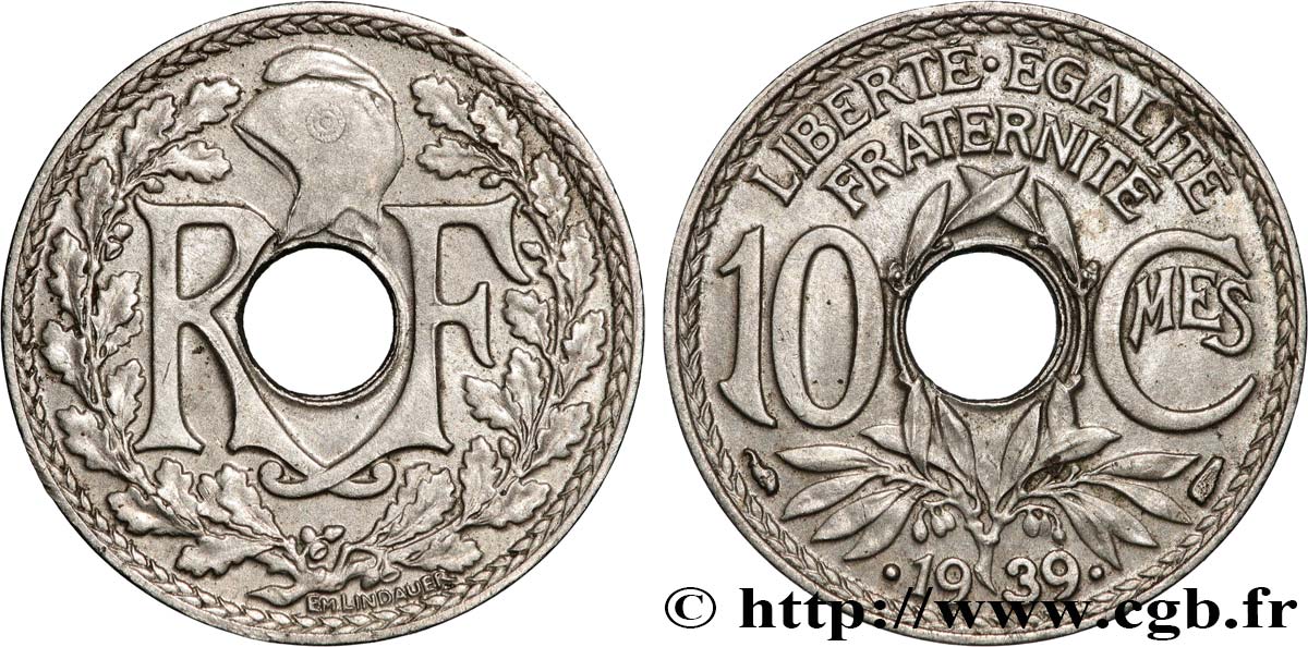 10 centimes Lindauer, maillechort 1939  F.139/3 SPL 