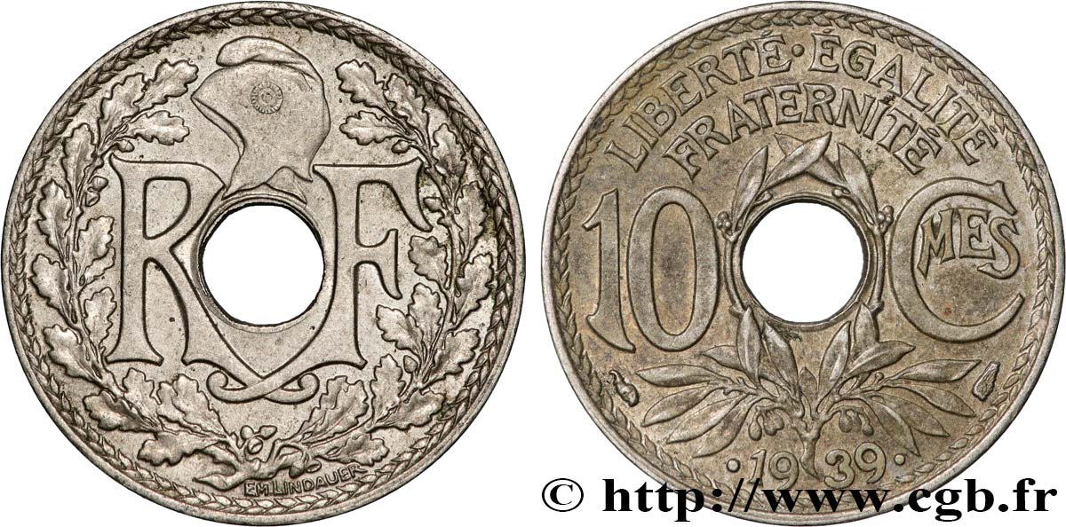 10 centimes Lindauer, maillechort 1939  F.139/3 SPL 