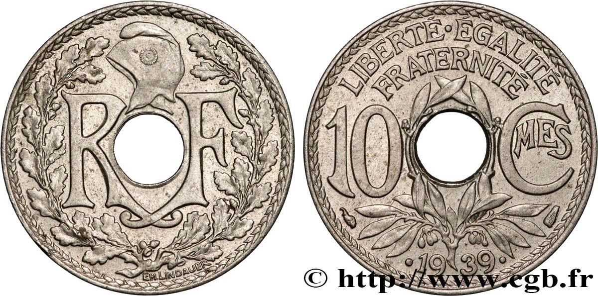 10 centimes Lindauer, maillechort 1939  F.139/3 AU 