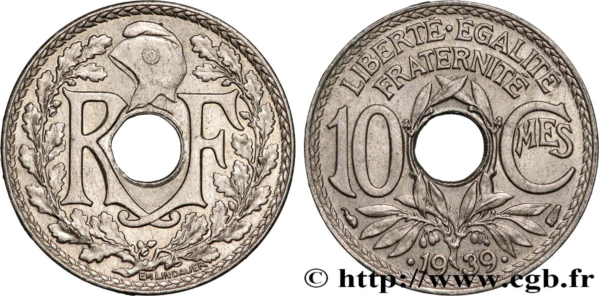 10 centimes Lindauer, maillechort 1939  F.139/3 SPL 