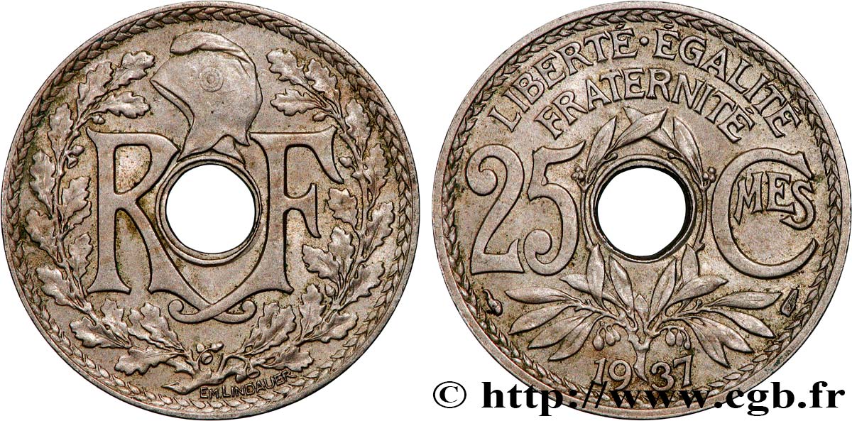 25 centimes Lindauer 1937  F.171/20 TTB+ 