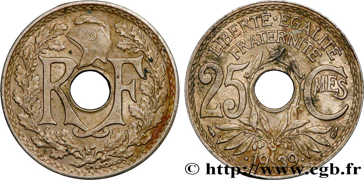 25 centimes Lindauer, Maillechort 1939  F.172/3 MS 