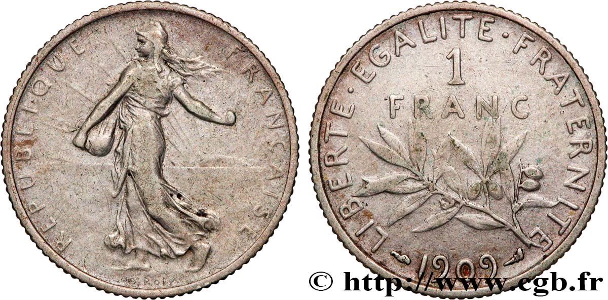 1 franc Semeuse 1909 Paris F.217/14 fSS 