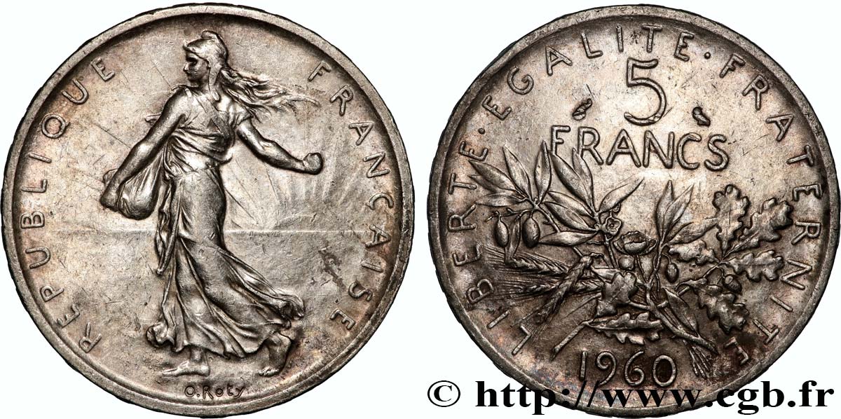 5 francs Semeuse, argent 1960 Paris F.340/4 SUP 