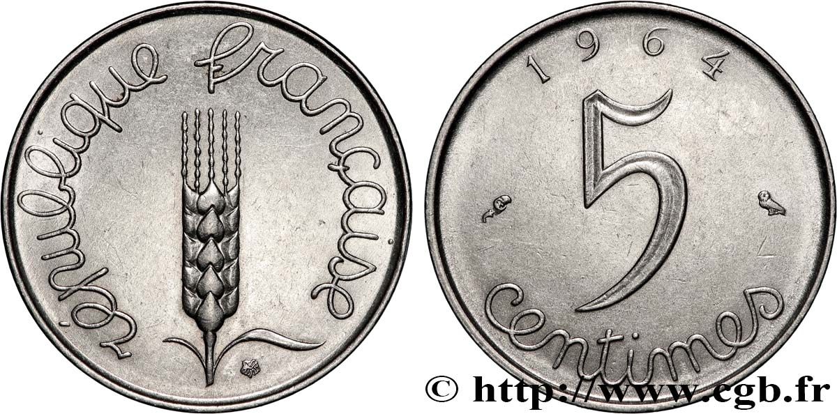 5 centimes Épi 1964  F.124/6 q.SPL 