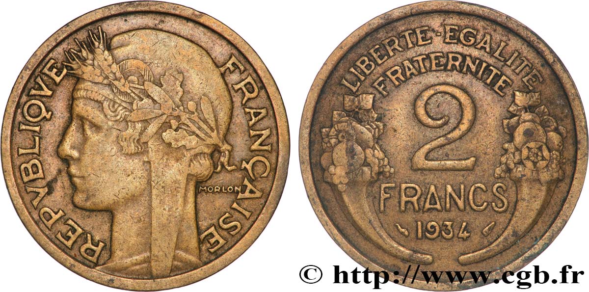 2 francs Morlon 1934  F.268/7 VF 