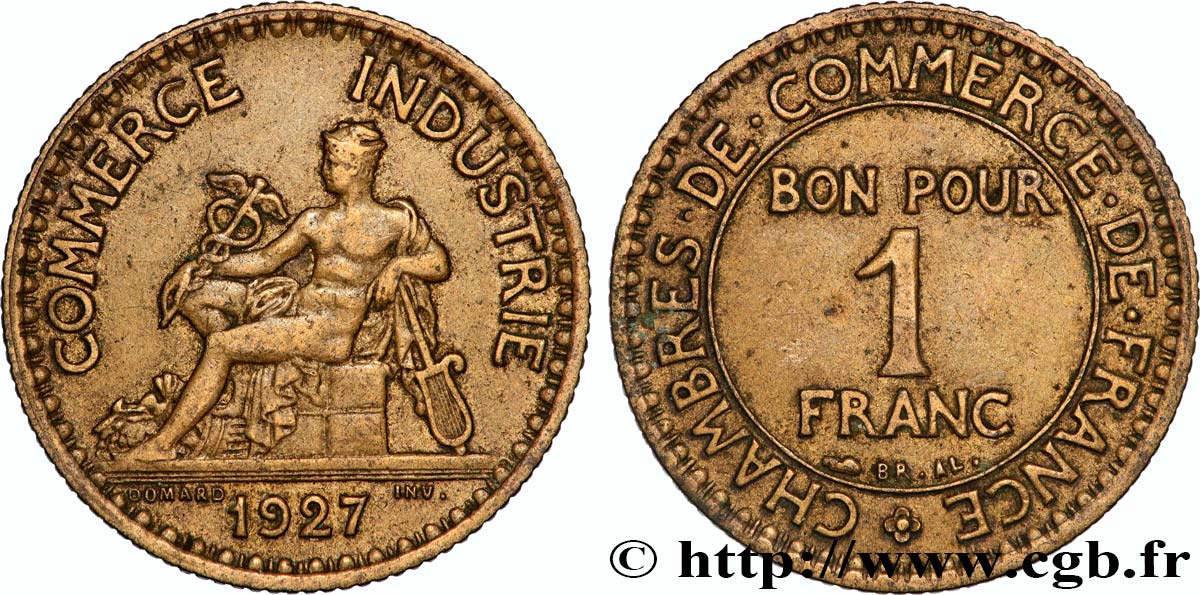 1 franc Chambres de Commerce 1927 Paris F.218/9 TTB 