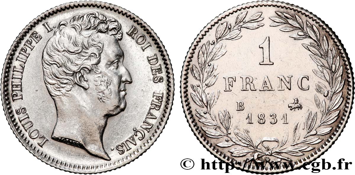 1 franc Louis-Philippe, tête nue 1831 Rouen F.209/2 AU 