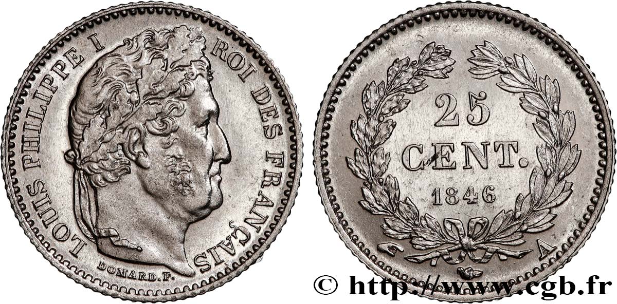 25 centimes Louis-Philippe 1846 Paris F.167/5 VZ+ 