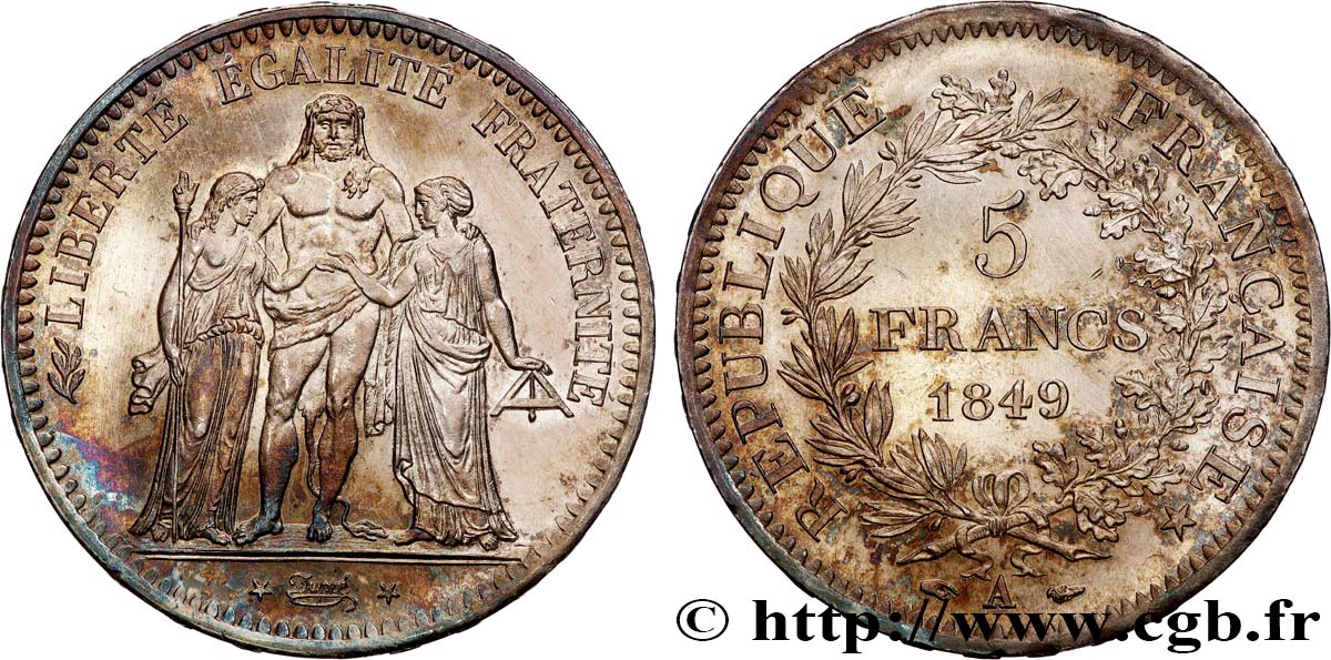 5 francs Hercule, IIe République 1849 Paris F.326/5 SUP+ 