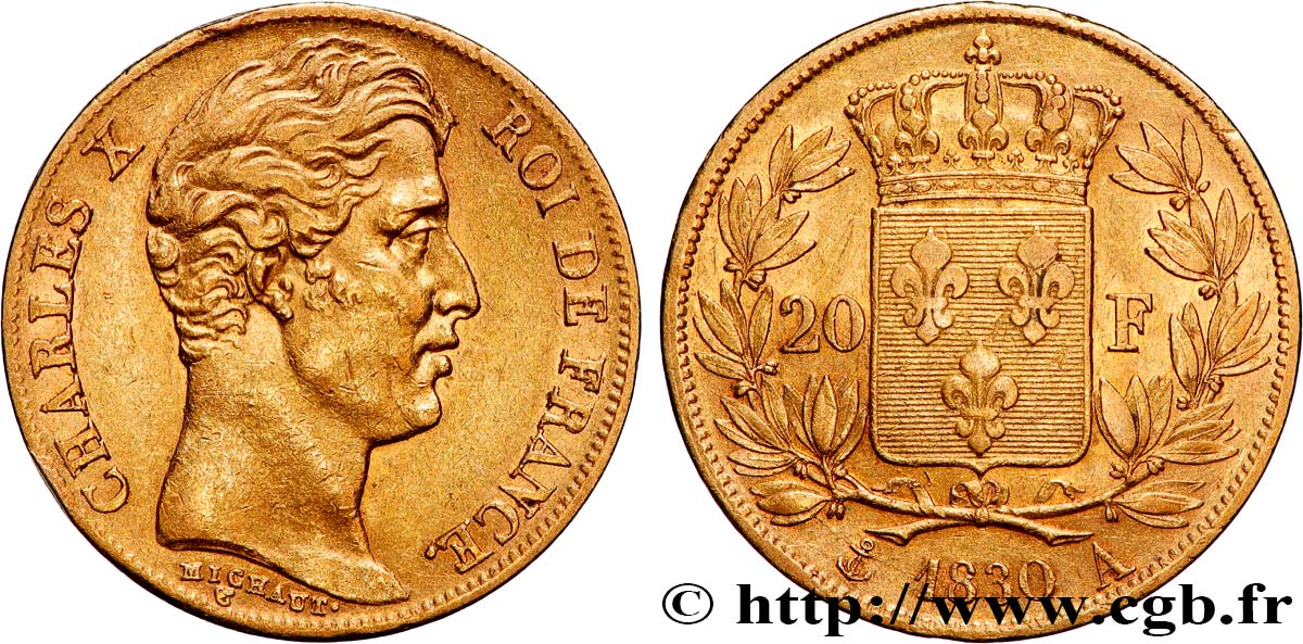 20 francs or Charles X, matrice du revers à cinq feuilles 1830 Paris F.521/6 BB 