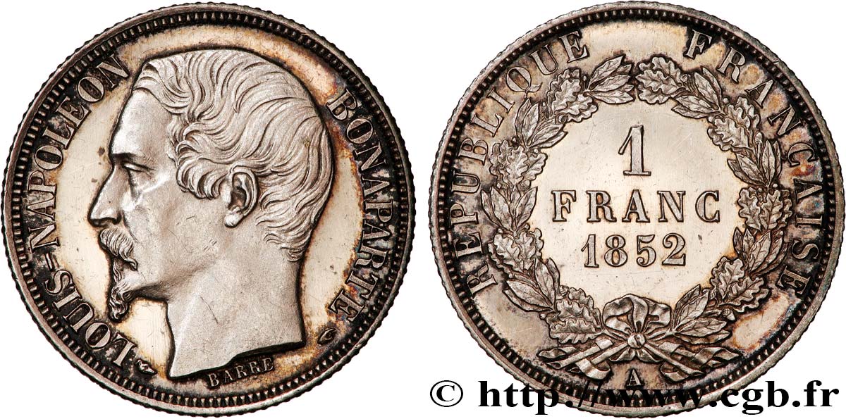 1 franc Louis-Napoléon 1852 Paris F.212/1 VZ+ 