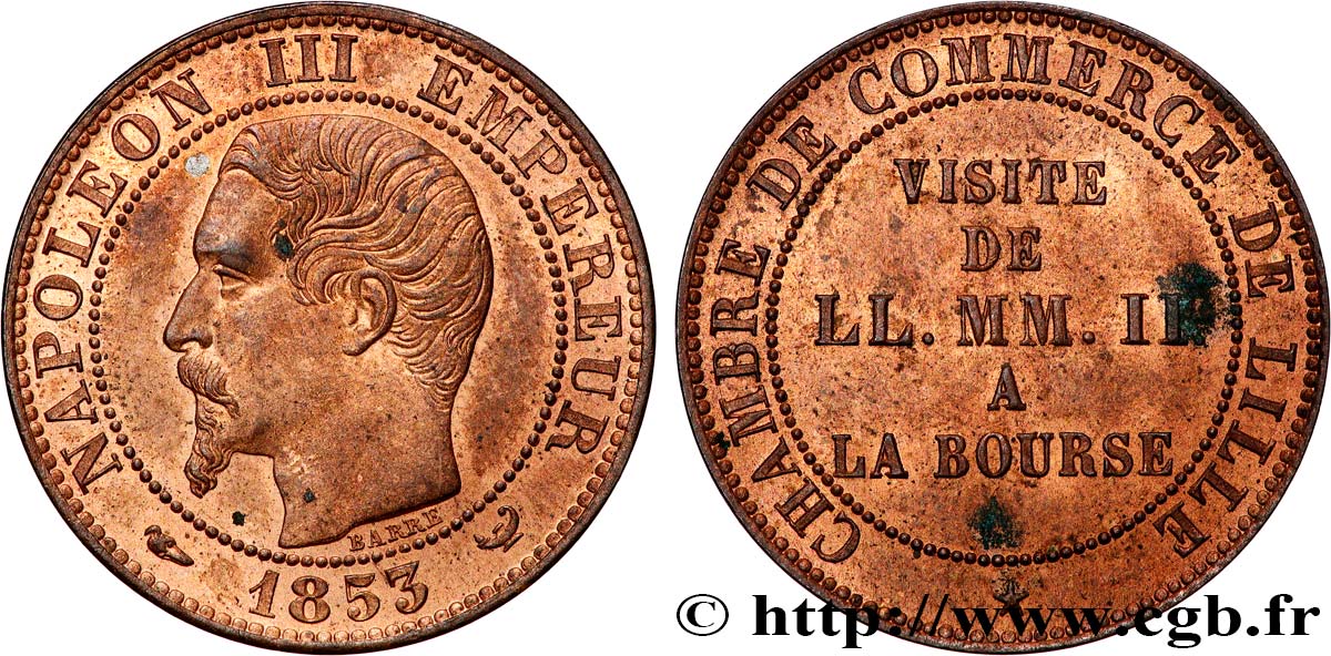 Module de cinq centimes, Visite impériale à Lille les 23 et 24 septembre 1853 1853 Lille VG.3367  VZ+ 