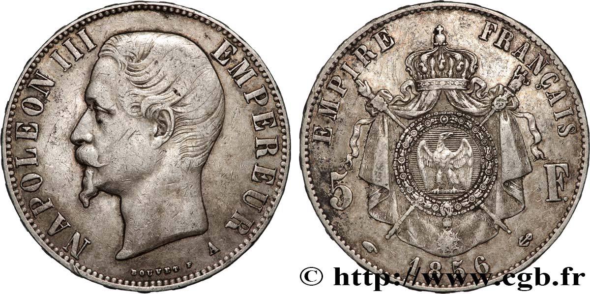 5 francs Napoléon III, tête nue 1856 Paris F.330/6 XF 