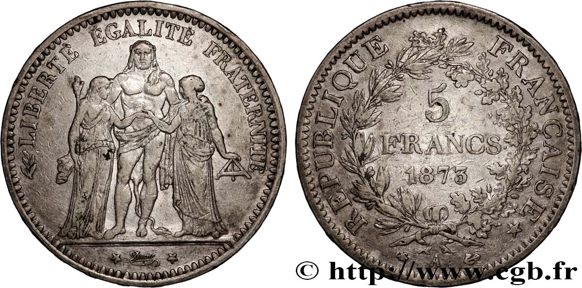 5 francs Hercule 1873 Paris F.334/9 MB 