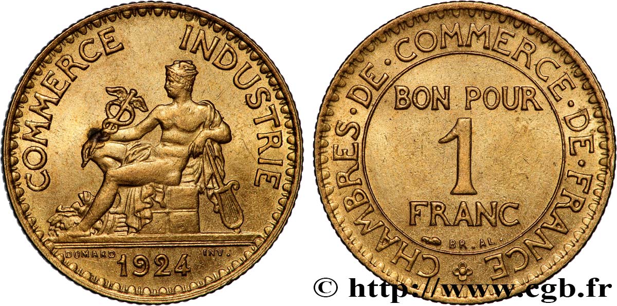 1 franc Chambres de Commerce 1924 Paris F.218/6 EBC+ 