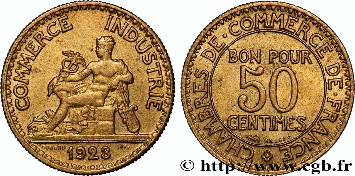 50 centimes Chambres de Commerce 1923 Paris F.191/5 SUP+ 