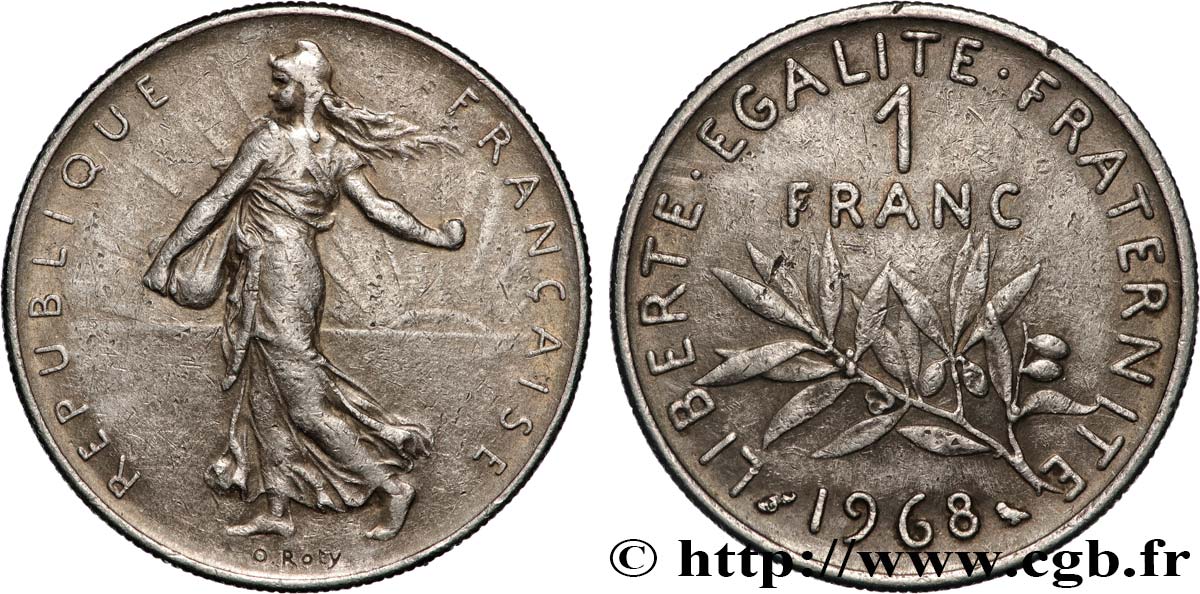 1 franc Semeuse, nickel 1968 Paris F.226/13 XF 